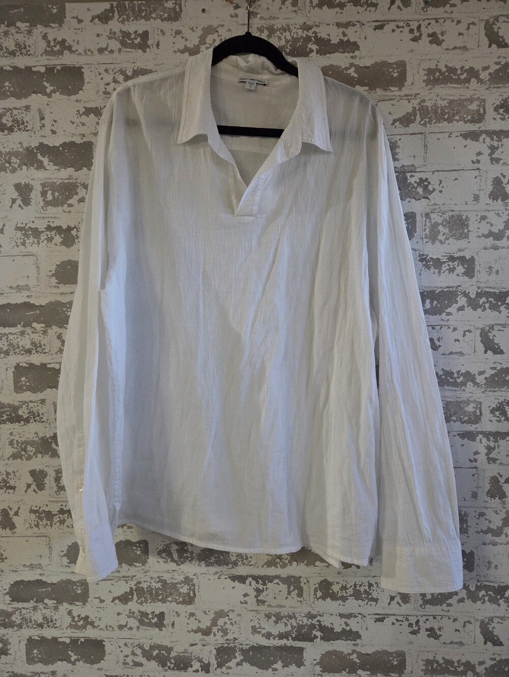 James Perse White Double Gauze Long Sleeve Pullover Shirt - Size 4 (XL)